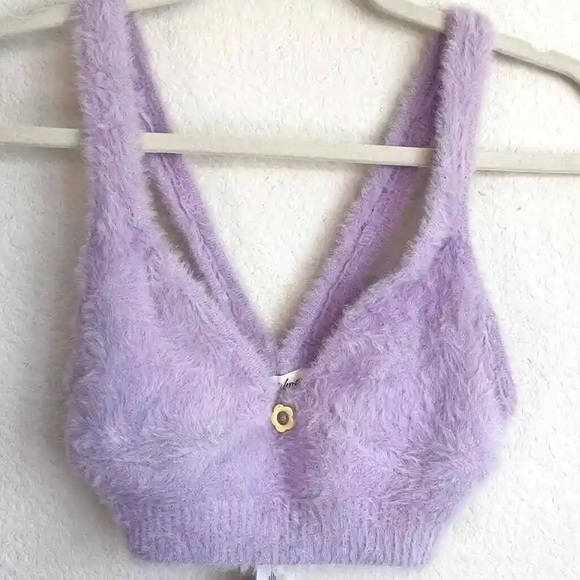 FOR LOVE & LEMONS Lilac Fuzzy Cropped Tank Top - Picture 6 of 15